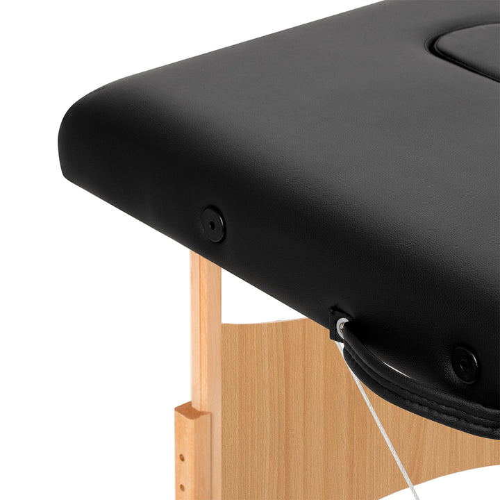Camilla de masaje plegable de madera Balance Lux 2 zonas negro