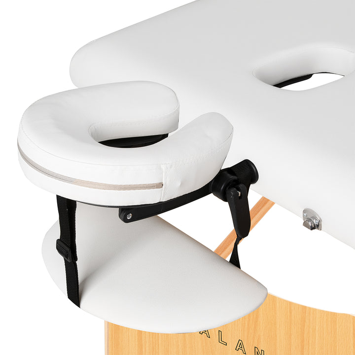 Camilla de masaje plegable de madera de haya Balance Lux 2 zonas blanco