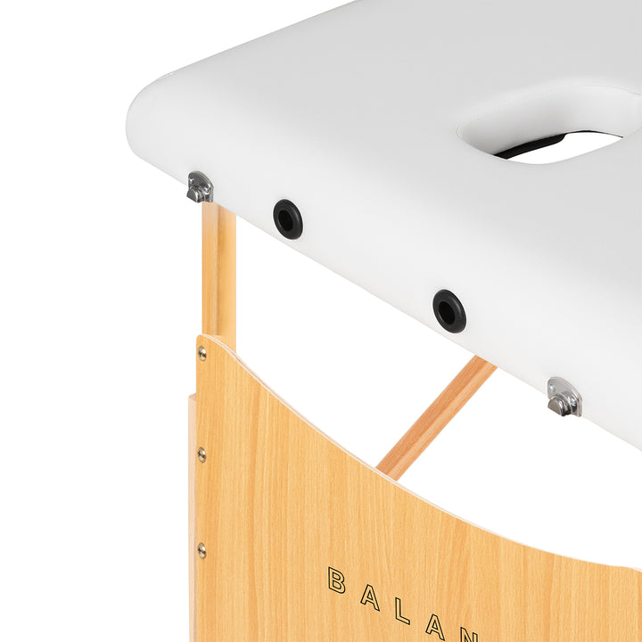 Camilla de masaje plegable de madera de haya Balance Lux 2 zonas blanco