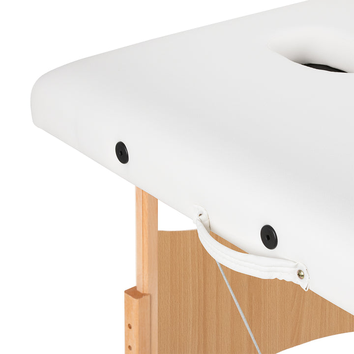 Camilla de masaje plegable de madera de haya Balance Lux 2 zonas blanco