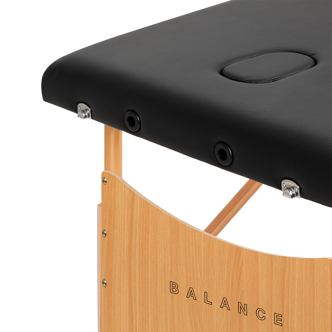 Camilla de masaje plegable de madera Balance Lux 3 zonas negro