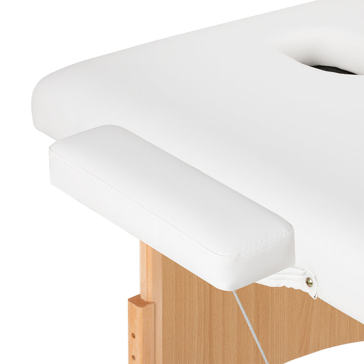 Camilla de masaje plegable de madera de haya Balance Lux 3 zonas blanco