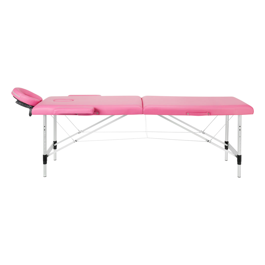 Camilla de masaje plegable de aluminio Balance 2 zonas rosa