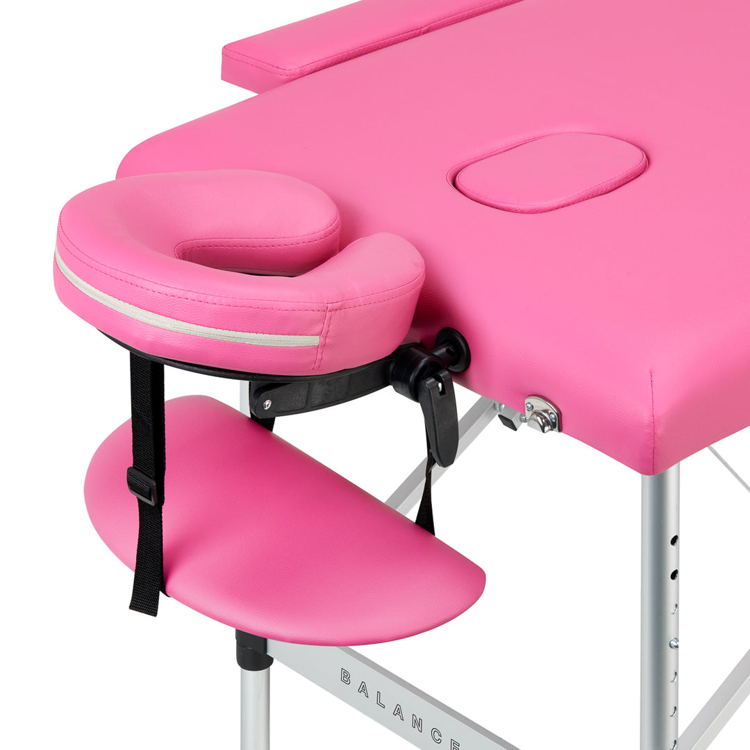 Camilla de masaje plegable de aluminio Balance 2 zonas rosa