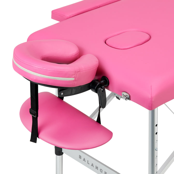 Camilla de masaje plegable de aluminio Balance 2 zonas rosa