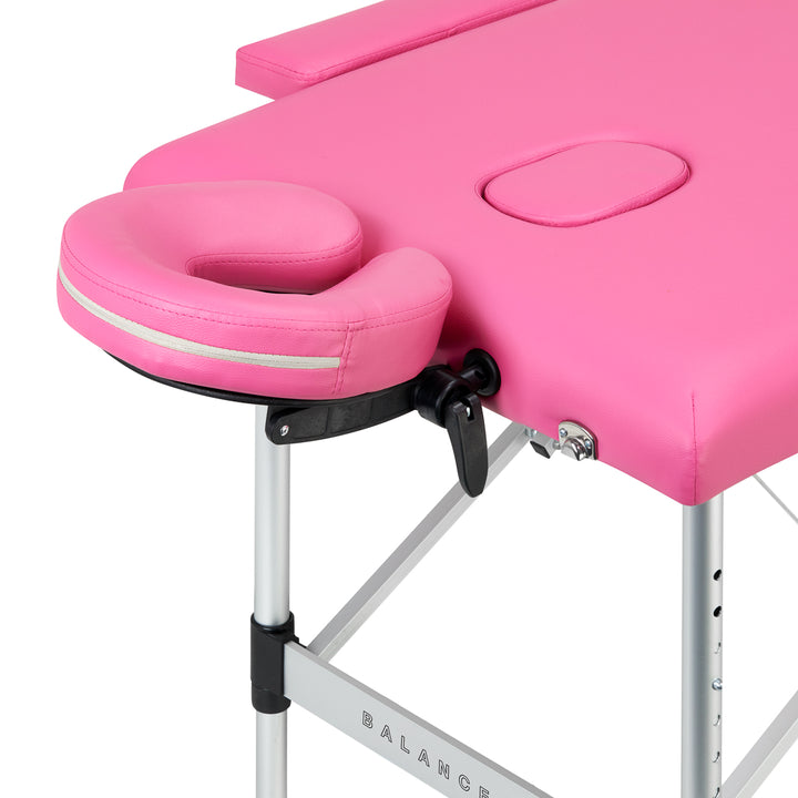Camilla de masaje plegable de aluminio Balance 2 zonas rosa