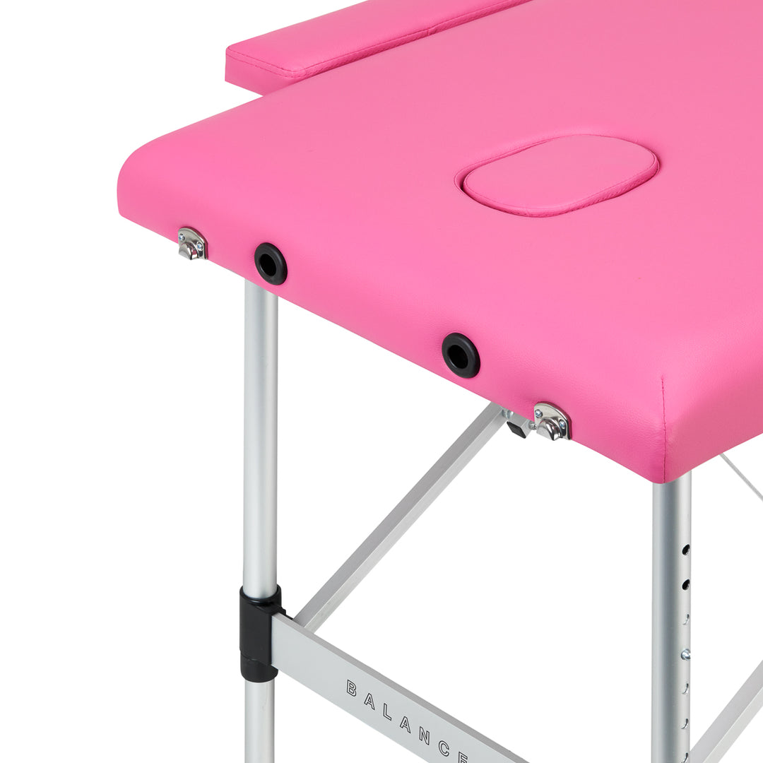 Camilla de masaje plegable de aluminio Balance 2 zonas rosa