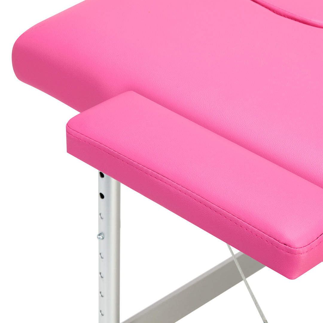 Camilla de masaje plegable de aluminio Balance 2 zonas rosa