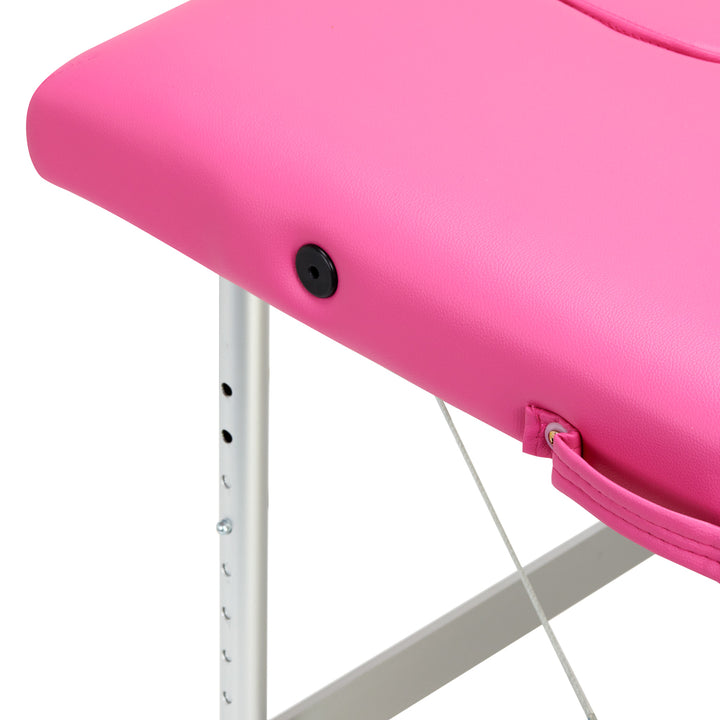 Camilla de masaje plegable de aluminio Balance 2 zonas rosa