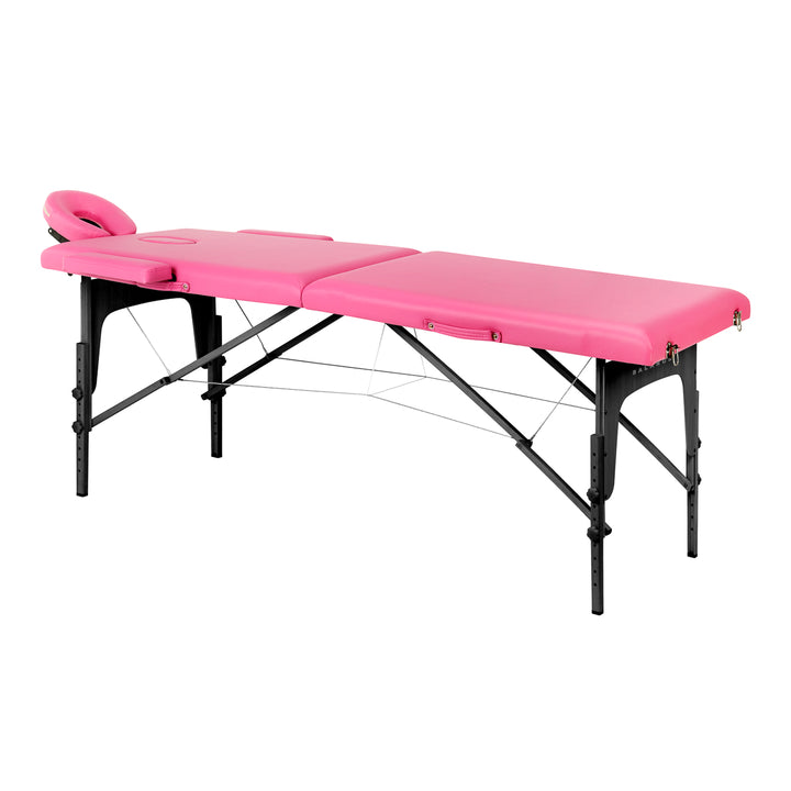 Camilla de masaje plegable de madera de haya Balance 2 zonas rosa