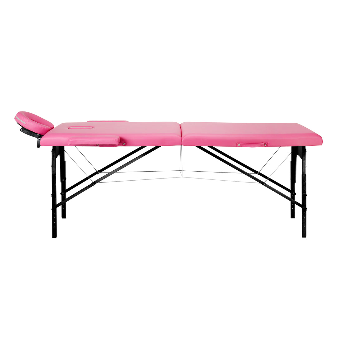 Camilla de masaje plegable de madera de haya Balance 2 zonas rosa
