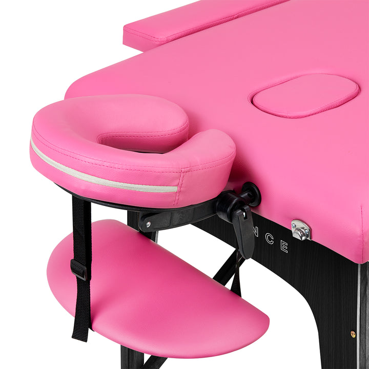 Camilla de masaje plegable de madera de haya Balance 2 zonas rosa