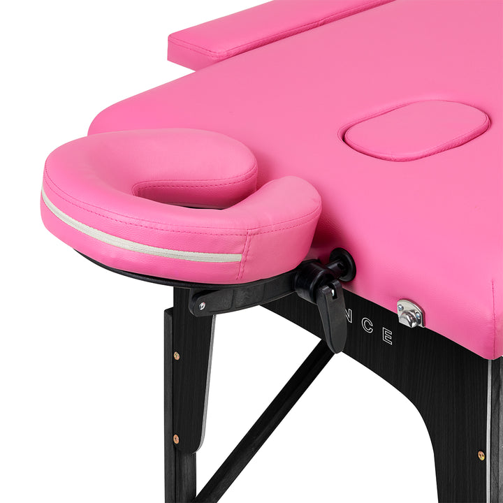 Camilla de masaje plegable de madera de haya Balance 2 zonas rosa