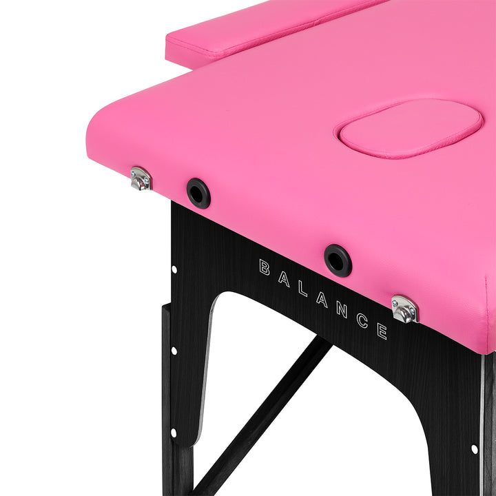 Camilla de masaje plegable de madera de haya Balance 2 zonas rosa