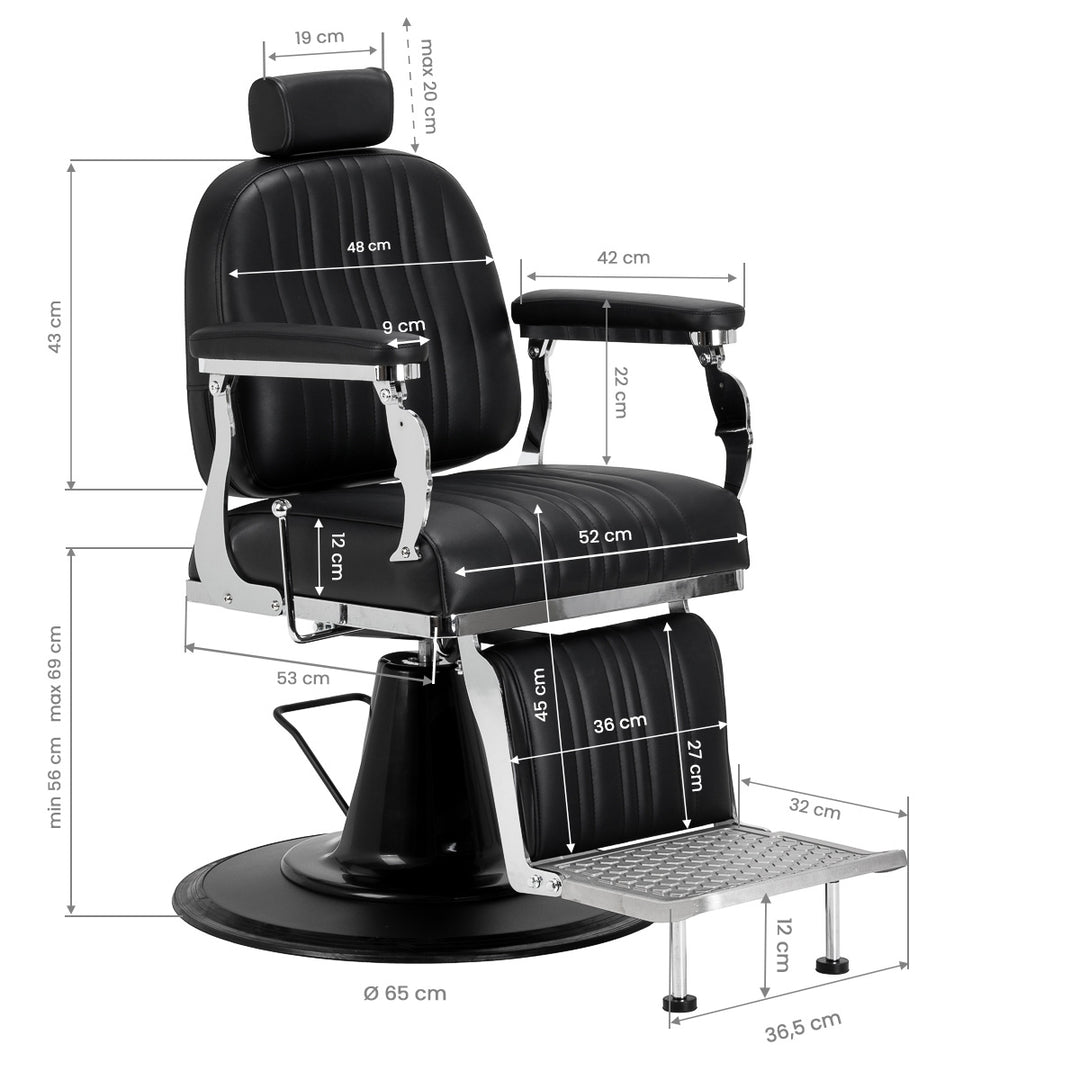 Sillón de Barberia Gabbiano Elias Negro - imagen 17