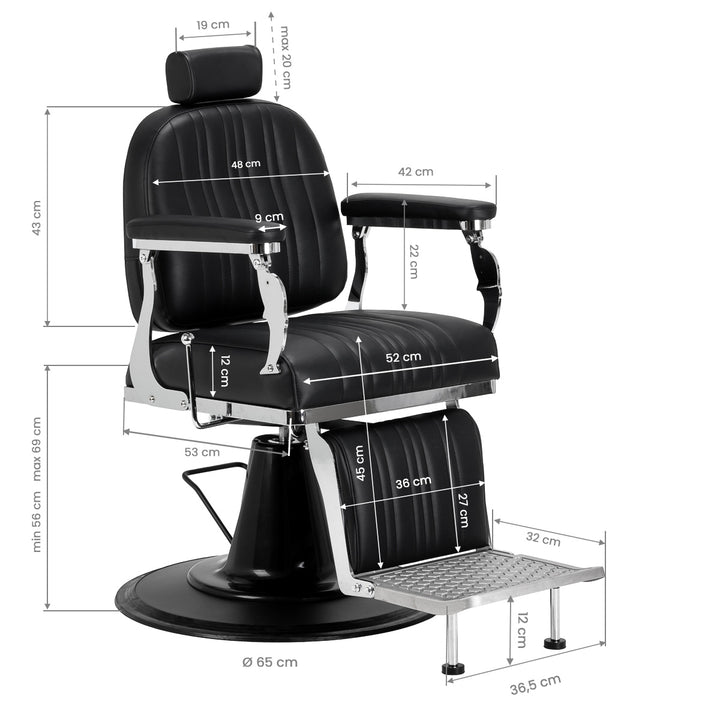 Sillón de Barberia Gabbiano Elias Negro - imagen 17