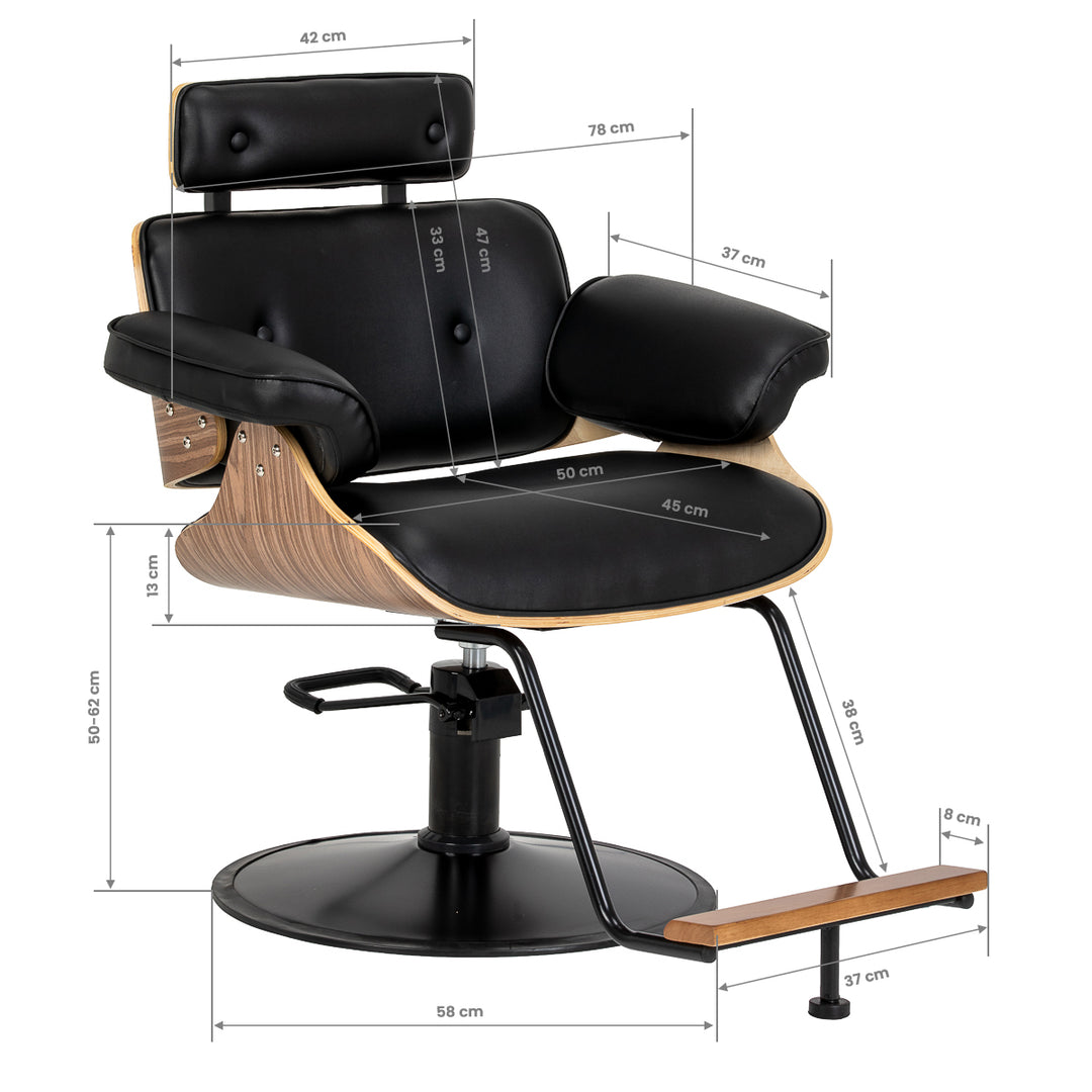 Sillón de peluquería Gabbiano Florence Nogal Negro Oro - imagen 13