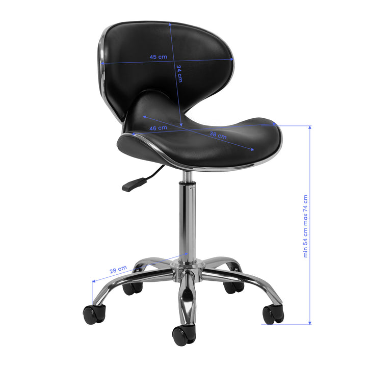 Silla de Salón con Ruedas y Respaldo Gabbiano Q-4599 v2 Negro - imagen 7