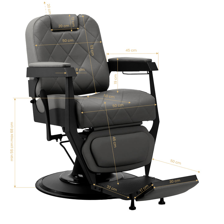 Sillón de Barberia Gabbiano Bruno Gris-Negro