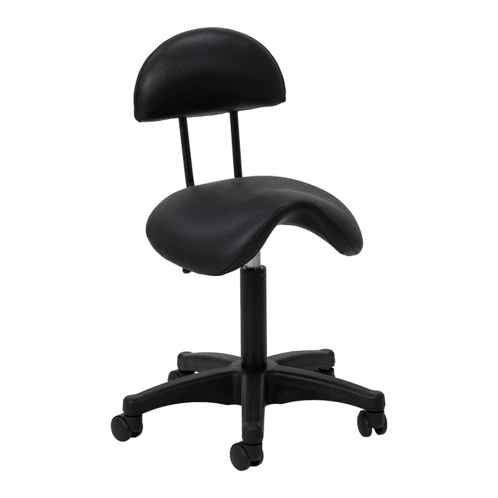 Taburete con Ruedas y Respaldo 6001B Negro