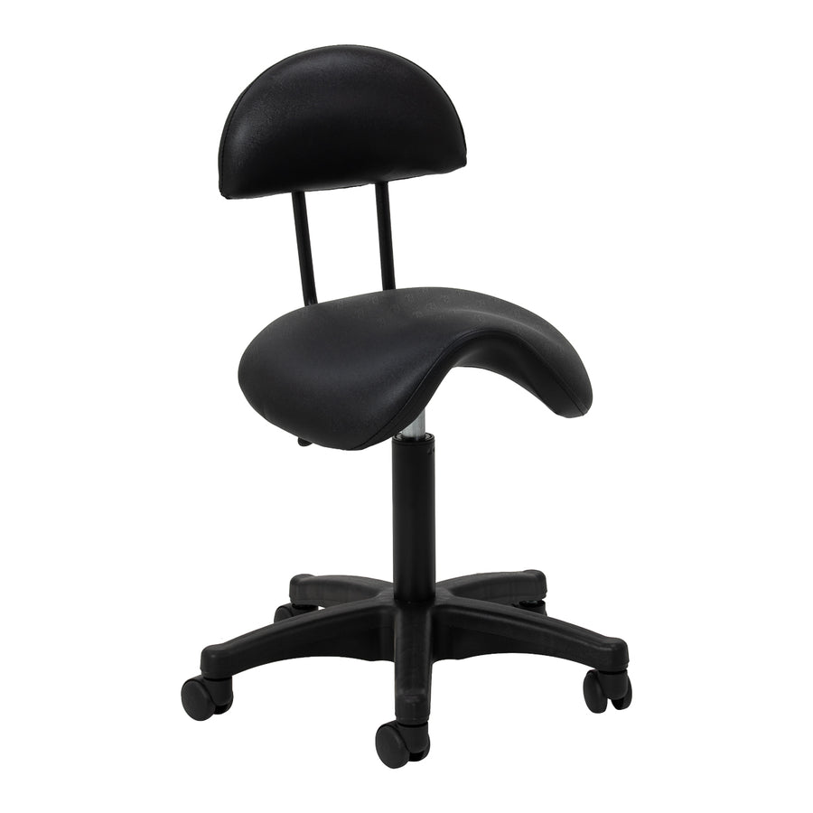Taburete con Ruedas y Respaldo 6001B Negro