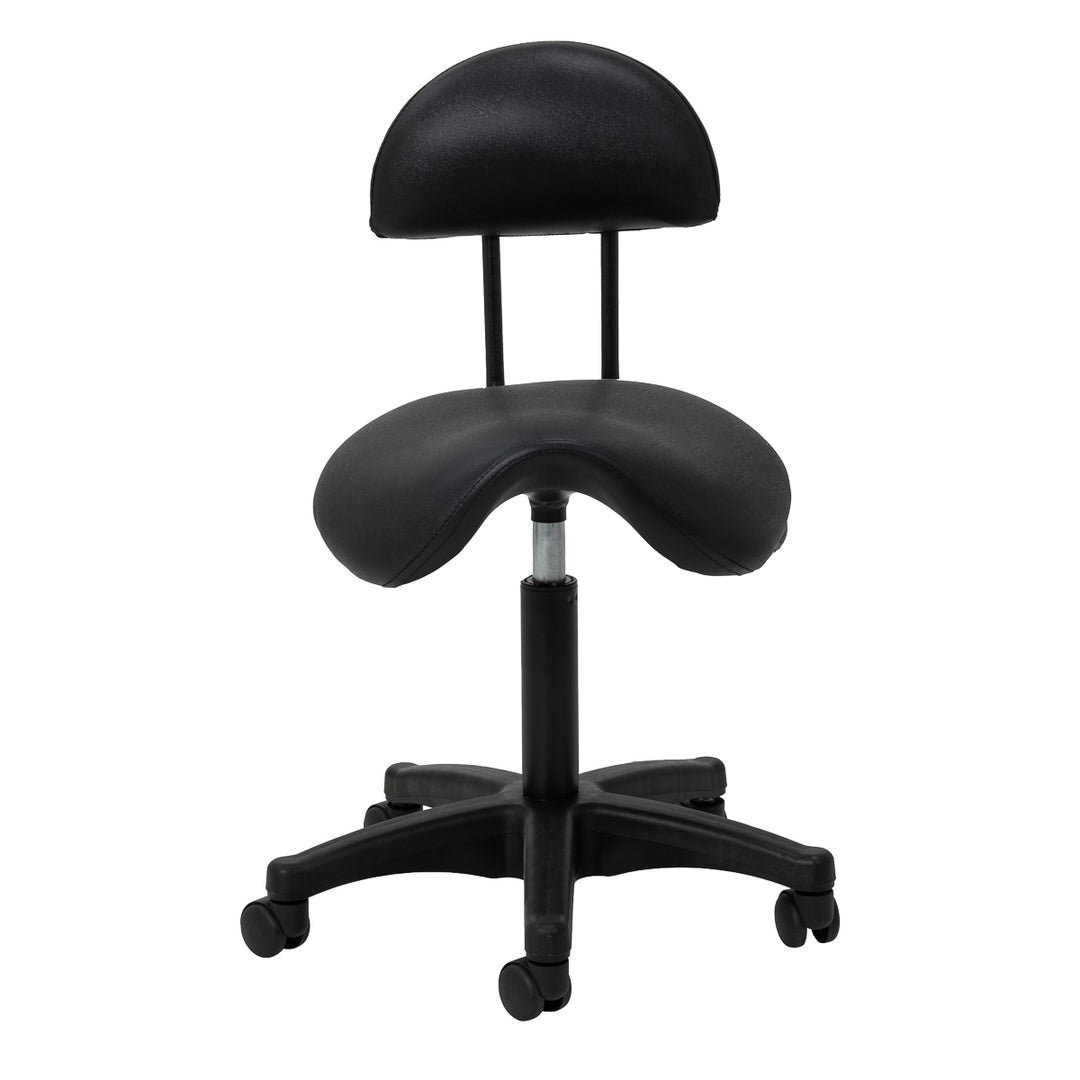 Taburete con Ruedas y Respaldo 6001B Negro - imagen 3