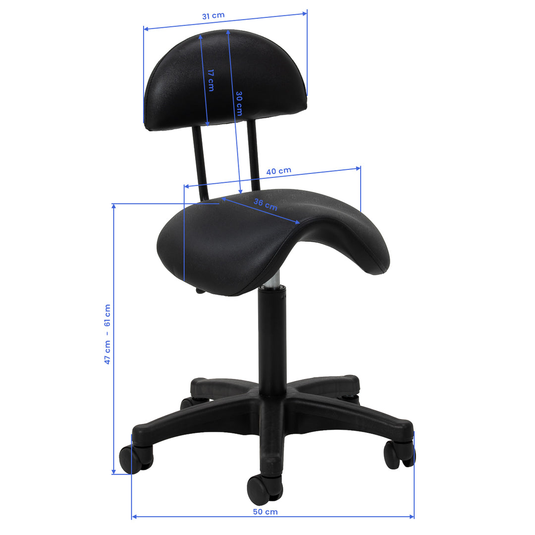 Taburete con Ruedas y Respaldo 6001B Negro - imagen 8