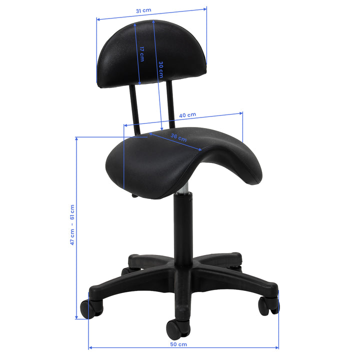 Taburete con Ruedas y Respaldo 6001B Negro - imagen 8