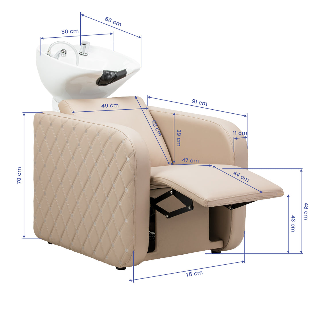Lavacabezas Gabbiano Sylvia Plus con Masaje y Reposapiés Eléctrico Beige - imagen 17