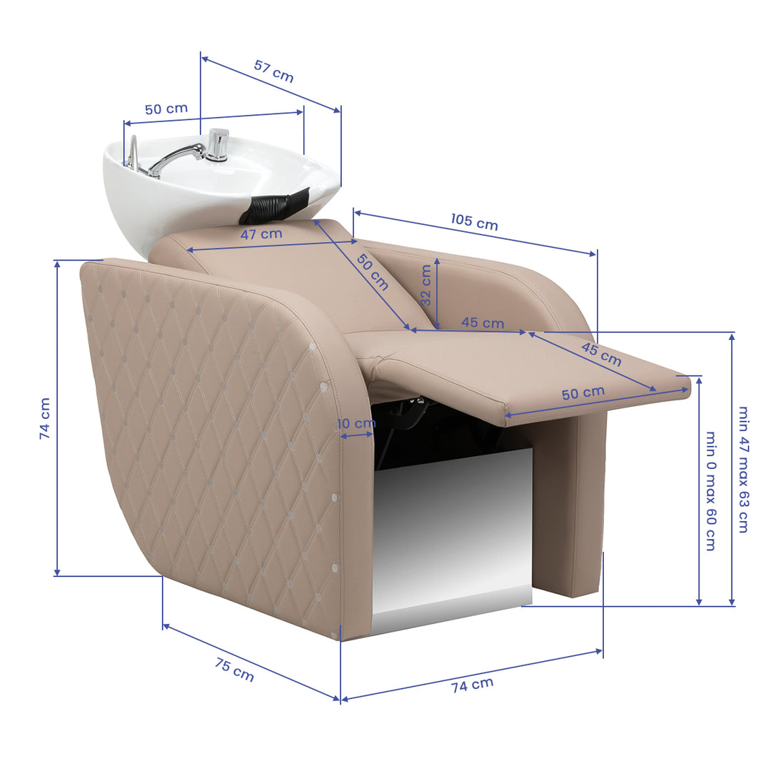 Lavacabezas Gabbiano Ines con Masaje y Reposapiés Eléctrico Beige - imagen 20