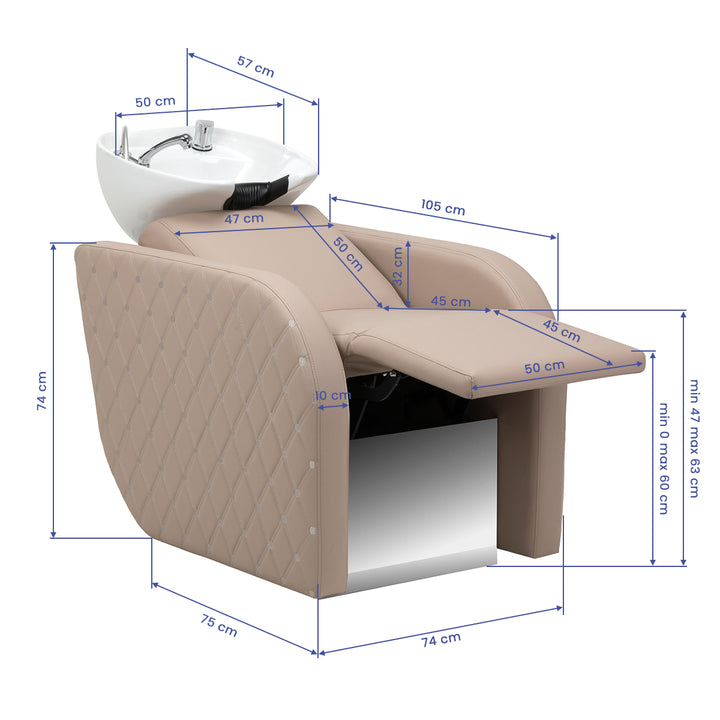 Lavacabezas Gabbiano Ines con Masaje y Reposapiés Eléctrico Beige - imagen 20
