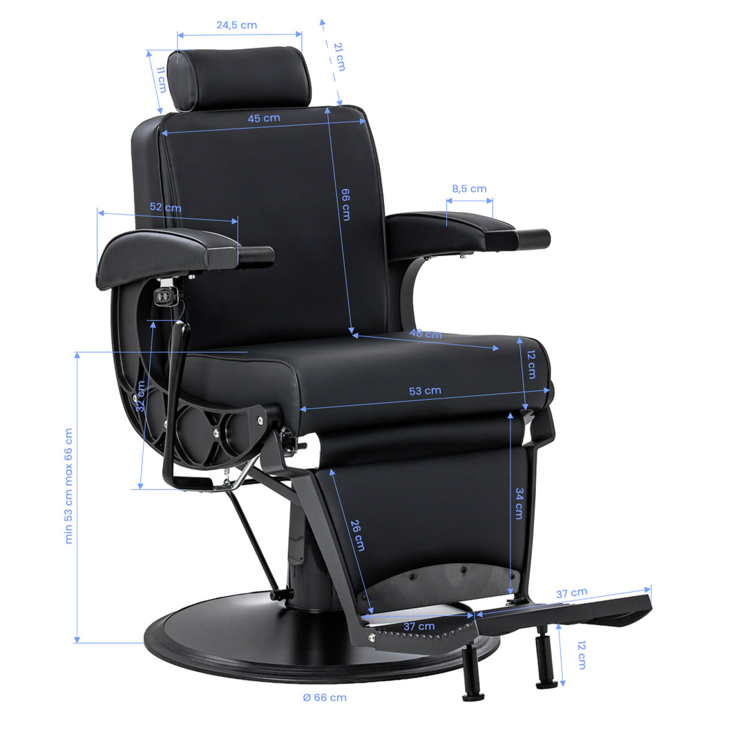 Sillón de Barberia Gabbiano Continental con Masaje Negro - imagen 19