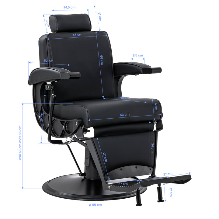 Sillón de Barberia Gabbiano Continental con Masaje Negro - imagen 19