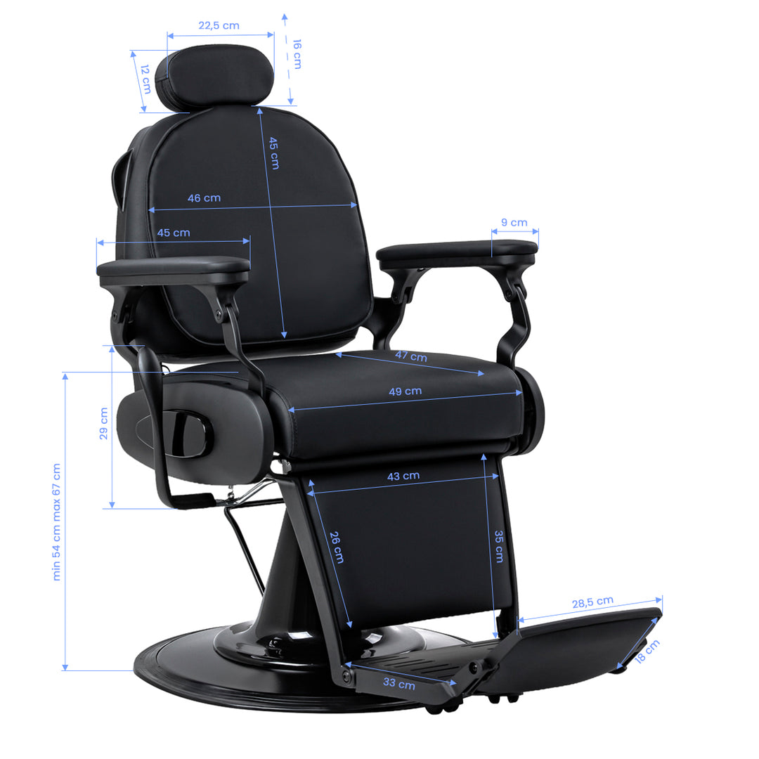 Sillón de Barberia Gabbiano Francesco con Masaje Negro-Negro - imagen 19