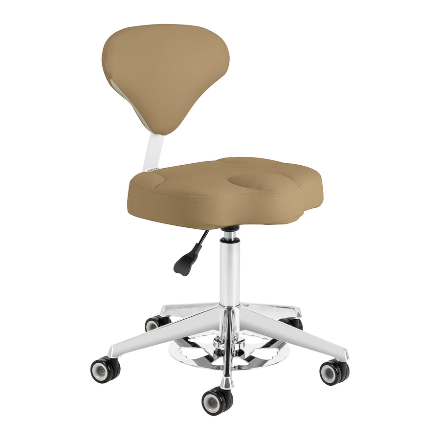 Taburete con Ruedas y Respaldo Azzurro 156F Bump-Up Beige