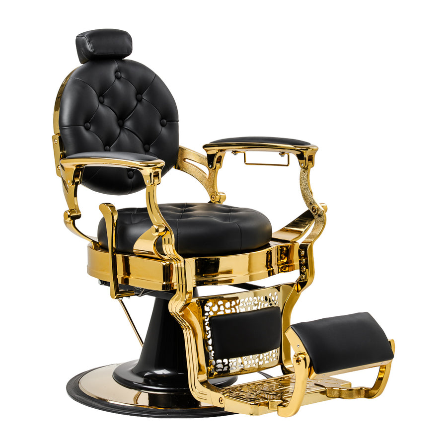 Sillón de Barberia Gabbiano Niccolo Negro-Oro