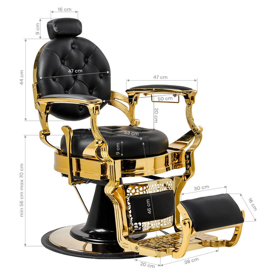 Sillón de Barberia Gabbiano Niccolo Negro-Oro - imagen 18