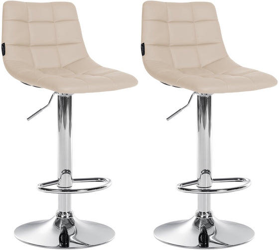 Set de 2 Taburetes de Bar con Respaldo 107 Polipiel Crema