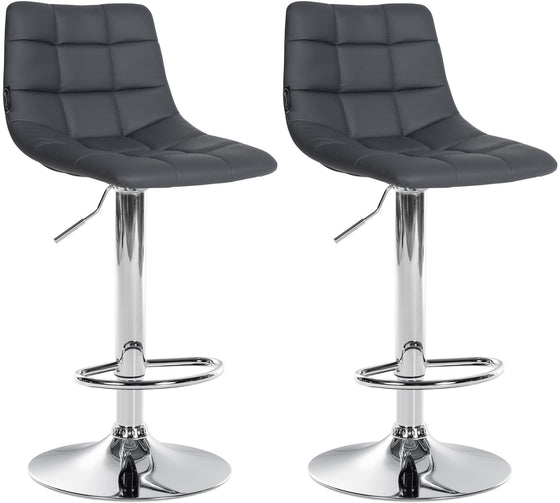 Set de 2 Taburetes de Bar con Respaldo 107 Polipiel Gris