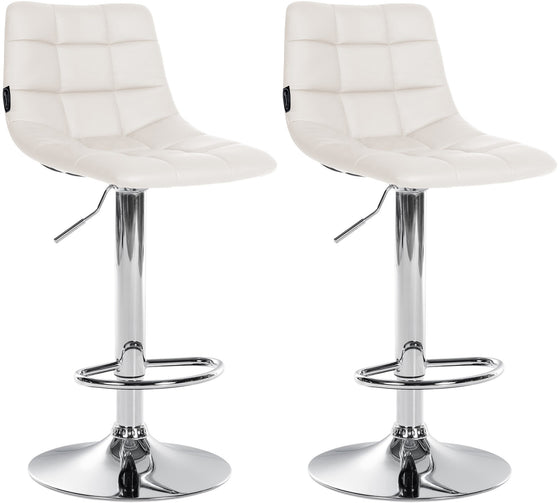 Set de 2 Taburetes de Bar con Respaldo 107 Polipiel Blanco