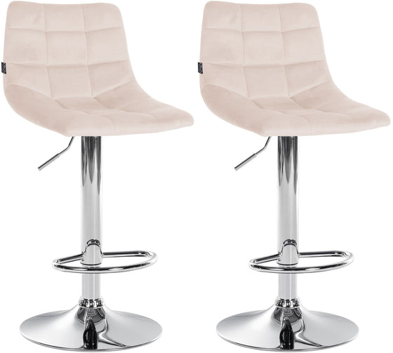 Set de 2 Taburetes de Bar con Respaldo 107 Terciopelo Beige