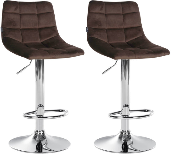 Set de 2 Taburetes de Bar con Respaldo 107 Terciopelo Marrón