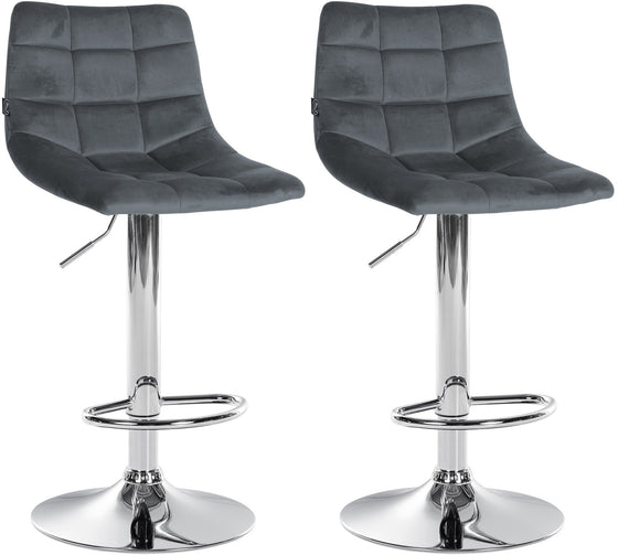 Set de 2 Taburetes de Bar con Respaldo 107 Terciopelo Gris oscuro