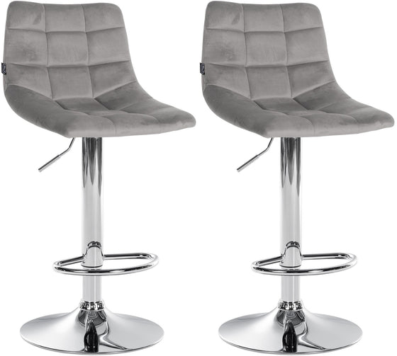 Set de 2 Taburetes de Bar con Respaldo 107 Terciopelo Gris