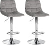 Set de 2 Taburetes de Bar con Respaldo 107 Terciopelo Gris