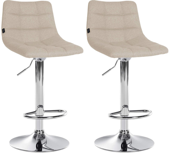 Set de 2 Taburetes de Bar con Respaldo 107 Tela Crema