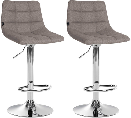 Set de 2 Taburetes de Bar con Respaldo 107 Tela Gris