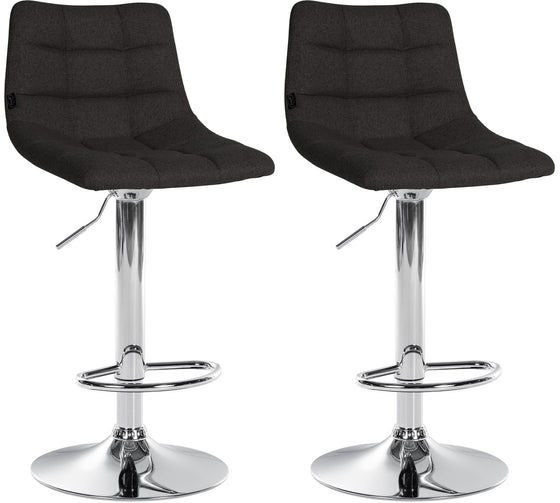 Set de 2 Taburetes de Bar con Respaldo 107 Tela Negro
