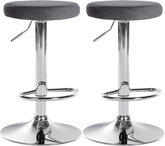 Set de 2 Taburetes de Bar 109 Terciopelo Gris oscuro