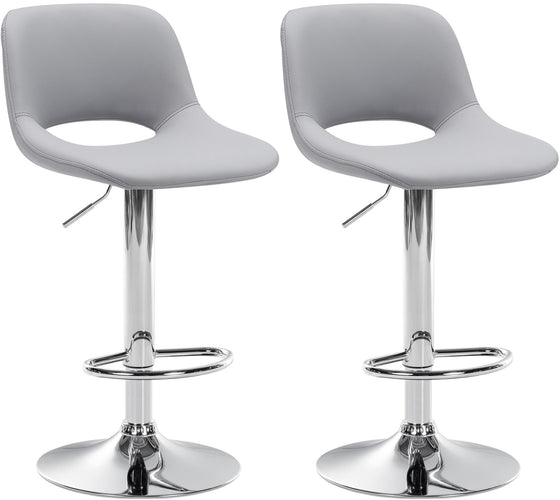 Set de 2 Taburetes de Bar con Respaldo 106 Polipiel Gris